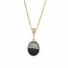 Derbyshire Blue John and Whitby Jet 9ct Yellow Gold Small Oval Pendant Necklace