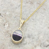 Derbyshire Blue John and Whitby Jet 9ct Yellow Gold Small Oval Pendant Necklace