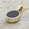 Derbyshire Blue John and Whitby Jet 9ct Yellow Gold Small Oval Pendant Necklace