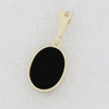 Derbyshire Blue John and Whitby Jet 9ct Yellow Gold Small Oval Pendant Necklace
