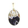 Derbyshire Blue John and Labradorite 9ct Yellow Gold Large Oval Pendant Necklace