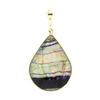 Derbyshire Blue John and Whitby Jet 9ct Yellow Gold Large Pear Pendant Necklace