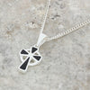 Whitby Jet Sterling Silver Celtic Cross Pendant and Chain