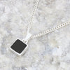 Whitby Jet Sterling Silver Square Pendant and Chain