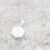 Whitby Jet Sterling Silver Hexagonal Pendant and Chain