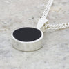 Whitby Jet Sterling Silver Round Pendant and Chain
