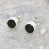 Whitby Jet Sterling Silver Small Round Stud Earrings