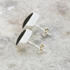 Whitby Jet Sterling Silver Oval Stud Earrings