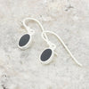 Whitby Jet Sterling Silver Oval Drop Earrings