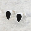 Whitby Jet Sterling Silver Small Teardrop Stud Earrings