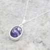 Derbyshire Blue John Small Oval Reversible Pendant and Chain