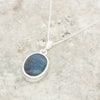 Derbyshire Blue John Small Oval Reversible Pendant and Chain