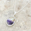 Derbyshire Blue John Medium Oval Reversible Pendant and Chain
