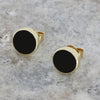 Whitby Jet 9ct Yellow Gold Round Stud Earrings