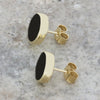 Whitby Jet 9ct Yellow Gold Round Stud Earrings