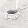 Derbyshire Blue John Sterling Silver Oval Celtic Pendant and Chain