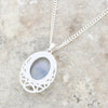Derbyshire Blue John Sterling Silver Oval Celtic Pendant and Chain