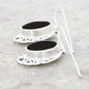 Whitby Jet Sterling Silver Oval Celtic Drop Earrings
