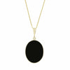 Whitby Jet and Turquoise 9ct Yellow Gold Oval Reversible Pendant