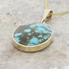 Whitby Jet and Turquoise 9ct Yellow Gold Oval Reversible Pendant