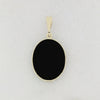 Whitby Jet and Turquoise 9ct Yellow Gold Oval Reversible Pendant