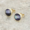 Derbyshire Blue John 9ct Yellow Gold Round Stud Earrings