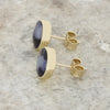 Derbyshire Blue John 9ct Yellow Gold Round Stud Earrings