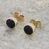 Derbyshire Blue John 9ct Yellow Gold Round Stud Earrings