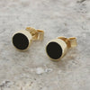 Whitby Jet 9ct Yellow Gold Round Stud Earrings