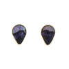 Derbyshire Blue John 9ct Yellow Gold Teardrop Shape Stud Earrings