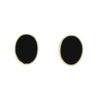 Whitby Jet 9ct Yellow Gold Small Oval Stud Earrings