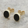Whitby Jet 9ct Yellow Gold Small Oval Stud Earrings