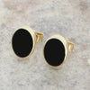 Whitby Jet 9ct Yellow Gold Oval Stud Earrings