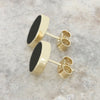Whitby Jet 9ct Yellow Gold Oval Stud Earrings