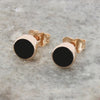 Whitby Jet 9ct Rose Gold Round Stud Earrings