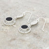 Whitby Jet Sterling Silver Round Celtic Drop Earrings