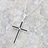 Whitby Jet Sterling Silver Cross Pendant and Chain
