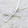 Whitby Jet Sterling Silver Cross Pendant and Chain