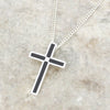 Whitby Jet Sterling Silver Cross Pendant and Chain