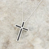 Whitby Jet Sterling Silver Cross Pendant and Chain