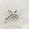 Whitby Jet Sterling Silver Cross Pendant and Chain