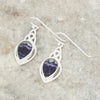 Derbyshire Blue John Sterling Silver Teardrop Celtic Drop Earrings