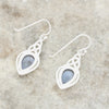 Derbyshire Blue John Sterling Silver Teardrop Celtic Drop Earrings