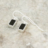 Whitby Jet Sterling Silver Rectangular Drop Earrings