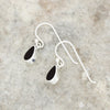Whitby Jet Sterling Silver Pear Shape Drop Earrings