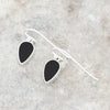 Whitby Jet Sterling Silver Teardrop Shape Drop Earrings