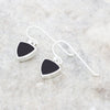 Whitby Jet Sterling Silver Shield Shape Drop Earrings