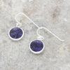 Derbyshire Blue John and Whitby Jet Sterling Silver Drop Earrings