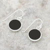 Derbyshire Blue John and Whitby Jet Sterling Silver Drop Earrings