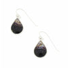 Derbyshire Blue John and Whitby Jet Sterling Silver Pear Shape Drop Earrings